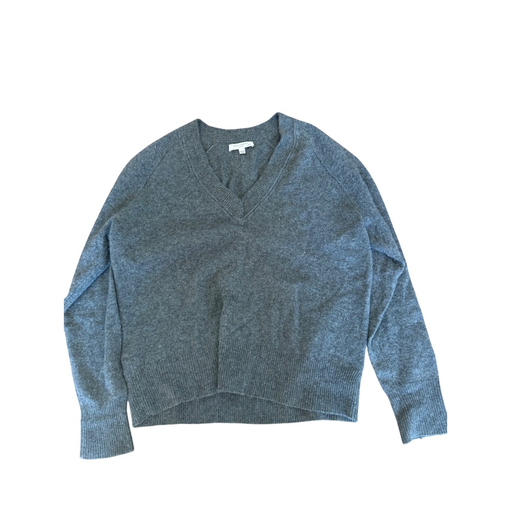 Equipment Femme Womens Heather Gray 100% Cashmere V-Neck Sweater XS 19-0-006109